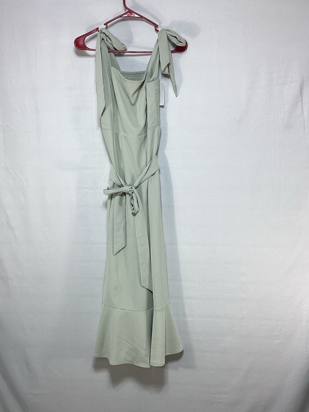 NWT Medium Sage Tie-Shoulder Maxi Dress with Waist Sash - Picture 5 of 13